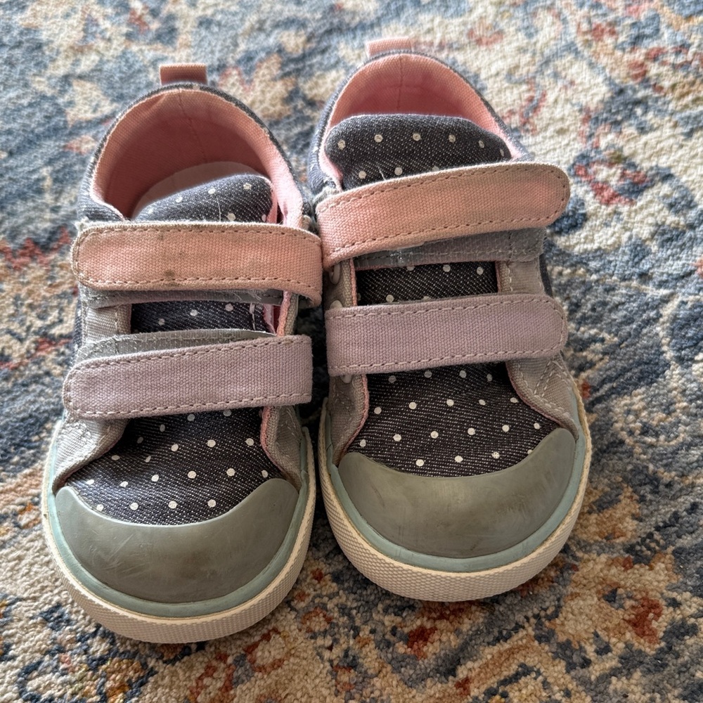 See Kai Run Polka Dot Pink and Gray Sneakers